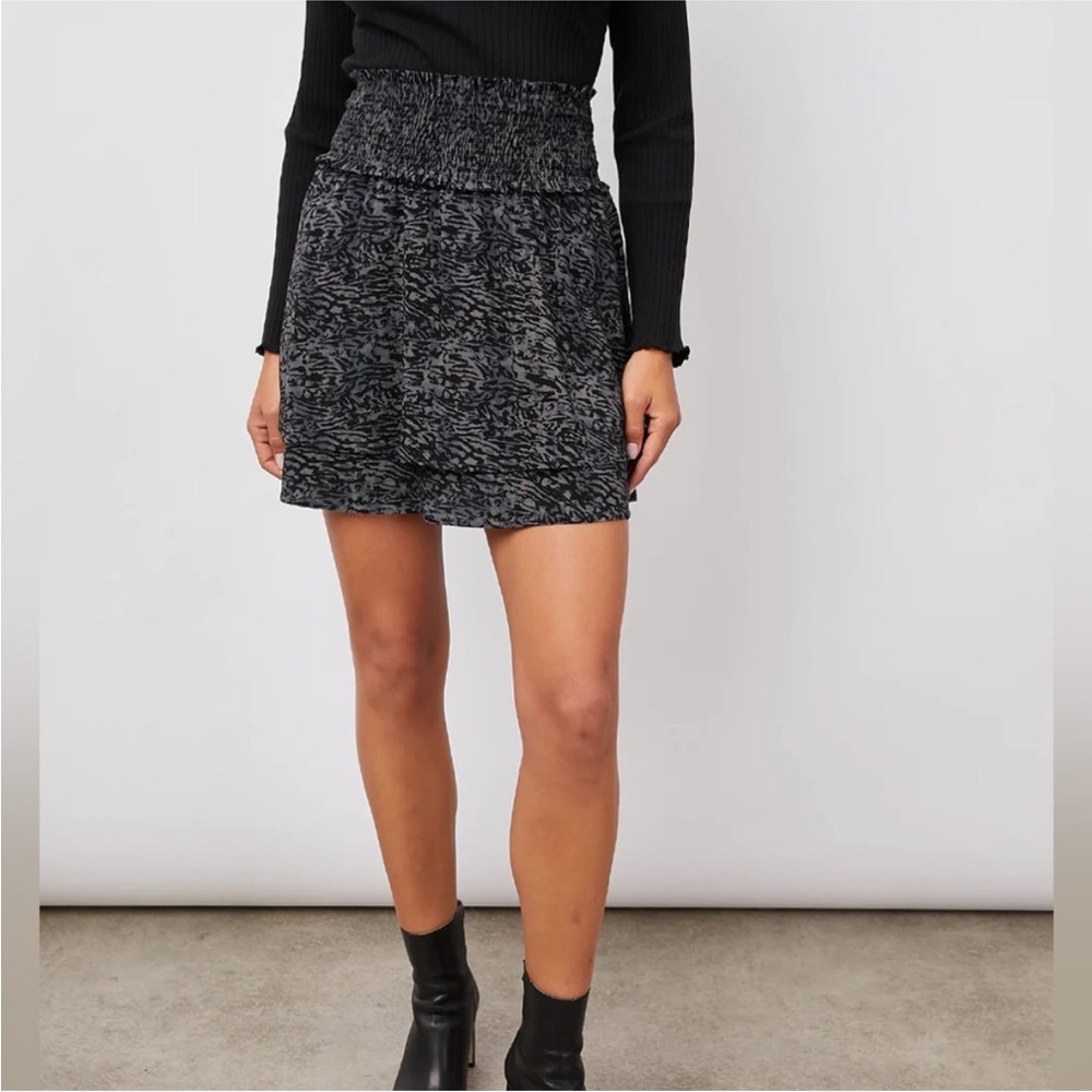 Rails Black Cjarcoal abstract animal print tiered mini skirt
